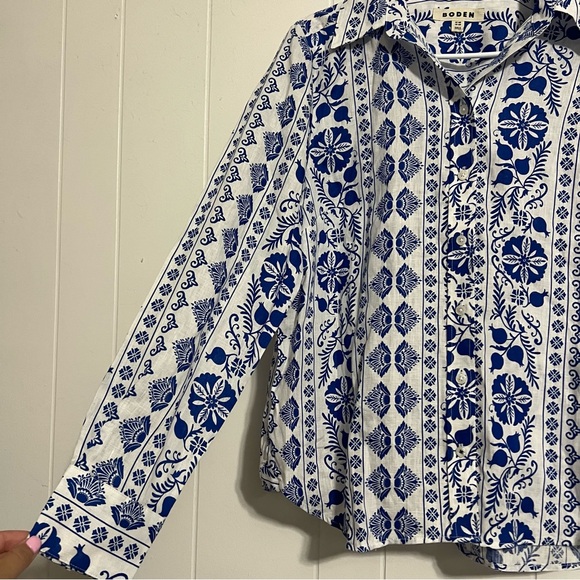 Boden Sienna Linen Button Down Shirt Size 12 - Picture 4 of 6